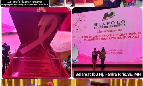 Di Hari Ibu 2021, Fahira Idris Terima Penghargaan Senator Perempuan Inspiratif Terbaik dari HIAPOLO FILANTROPI INDONESIA.