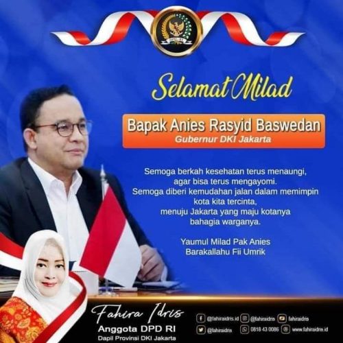 Fahira Idris & Bang Japar Doakan & Ucapkan Hari Milad Gubernur DKI Jakarta ANIES BASWEDAN