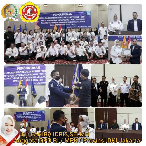 Fahira Idris Hadiri Penetapan Thopaz Nuhgraha Syamsul Sebagai MPKT Karang Taruna Kota Jakarta Timur.